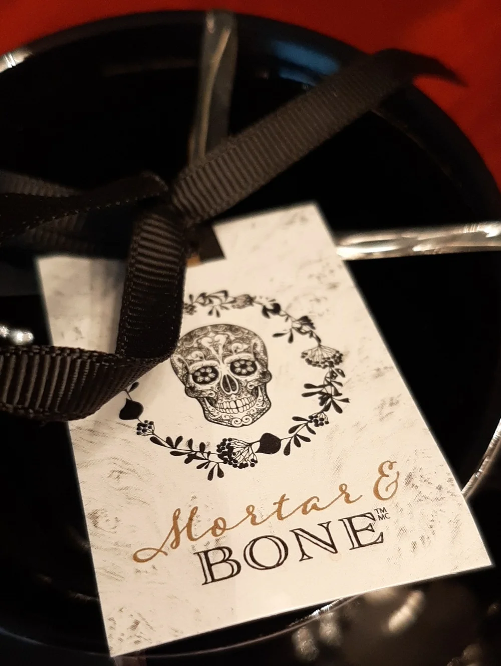Potter's Studio Mortar &  Bone China Cup with Victorian Skeleton Couple, New